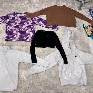 Sweaters, black cardigan and hoodie